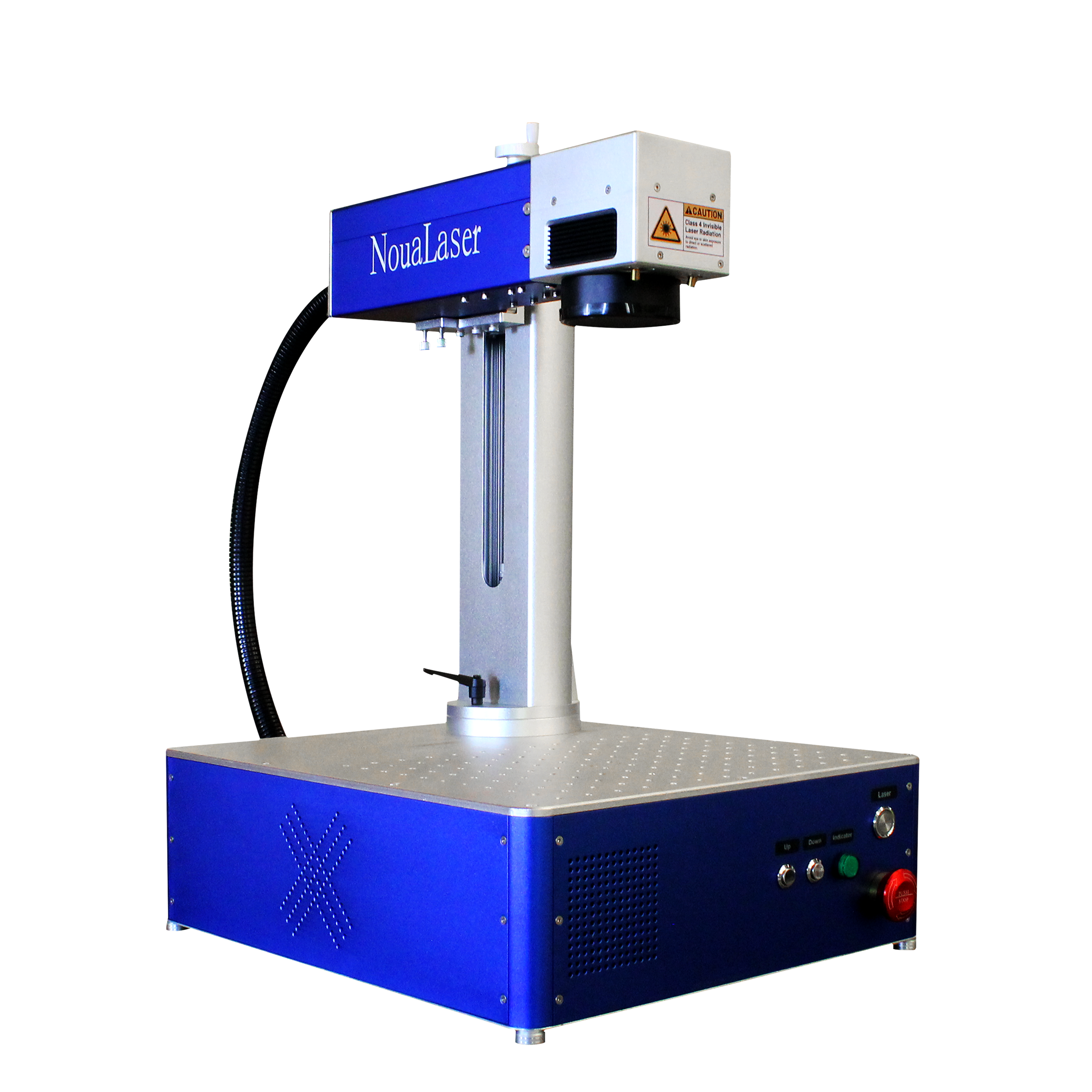 US Stock NouaLaser Fiber Laser Marking Machine Electric UP DOWN,include LightBurn,With Rotary Axis, 6 in Inline fans, OD7+ glasses